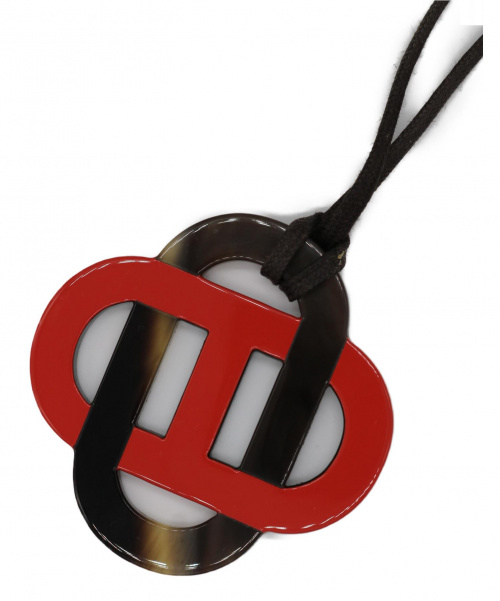 HERMES（エルメス）HERMES (エルメス) 水牛ネックレス レッド×ブラウン バッファローホーンの古着・服飾アイテム