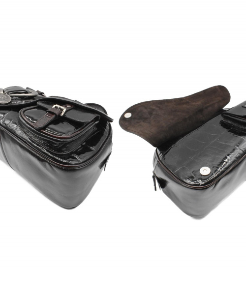 Christian Dior（クリスチャン ディオール）Christian Dior (クリスチャン ディオール) ガウチョ エナメルハンドバッグ ボルドー エナメルの古着・服飾アイテム