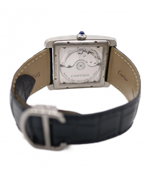 Cartier（カルティエ）Cartier (カルティエ) リストウォッチ ブルー タンクMC WSTA0010 自動巻き 動作確認済み クロコダイルの古着・服飾アイテム