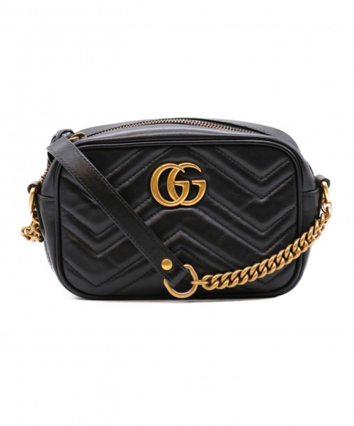 GUCCI（グッチ）GUCCI (グッチ) GGマーモント/ショルダーポーチ ブラックの古着・服飾アイテム