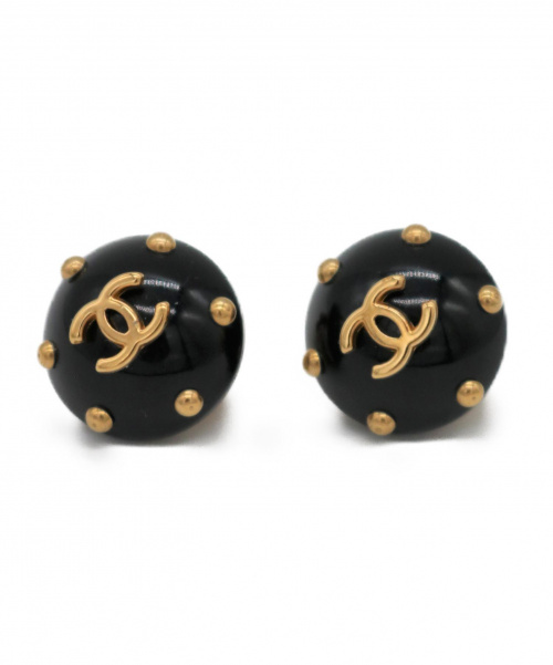 CHANEL（シャネル）CHANEL (シャネル) ココマークドットデザインイヤリング ブラックの古着・服飾アイテム