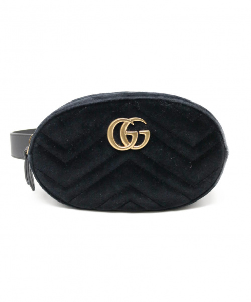 GUCCI（グッチ）GUCCI (グッチ) GGマーモント/ベルベットウエストバッグ ブラック GGマーモント 476434の古着・服飾アイテム
