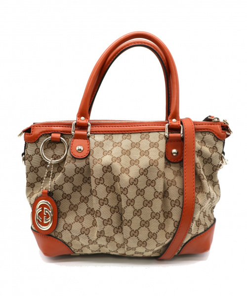 GUCCI（グッチ）GUCCI (グッチ) 2WAYバッグ ベージュ×オレンジ GG 247902 525040の古着・服飾アイテム