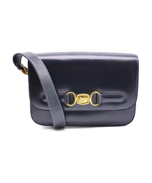 CELINE（セリーヌ）CELINE (セリーヌ) 馬車金具ショルダーバッグ ネイビーの古着・服飾アイテム
