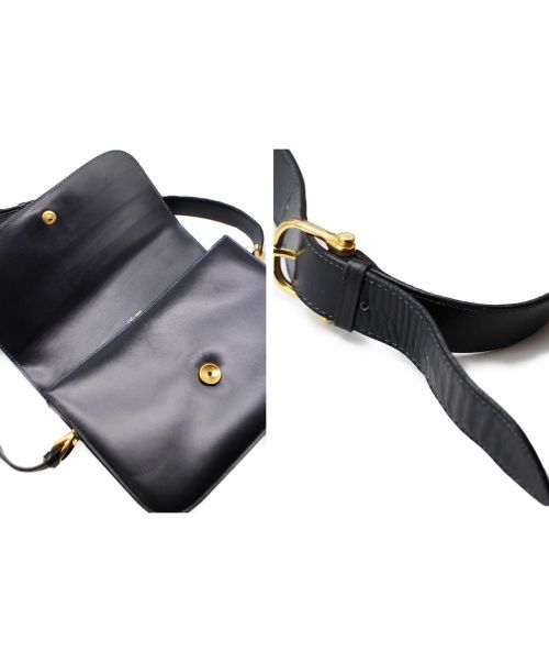 CELINE（セリーヌ）CELINE (セリーヌ) 馬車金具ショルダーバッグ ネイビーの古着・服飾アイテム