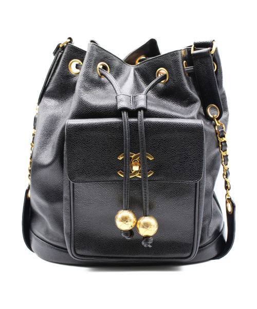 CHANEL（シャネル）CHANEL (シャネル) ターンロックショルダーバッグ ブラック サイズ:- キャビアスキン 8313625の古着・服飾アイテム