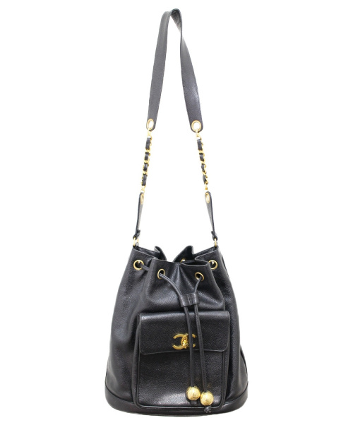 CHANEL（シャネル）CHANEL (シャネル) ターンロックショルダーバッグ ブラック サイズ:- キャビアスキン 8313625の古着・服飾アイテム