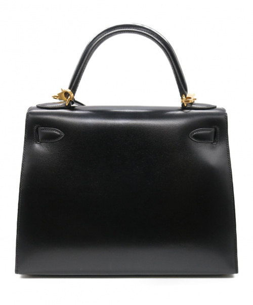 HERMES（エルメス）HERMES (エルメス) ケリーバッグ28 ブラック 外縫い ボックスカーフ　ゴールド金具の古着・服飾アイテム