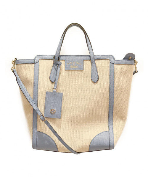 GUCCI（グッチ）GUCCI (グッチ) グッチスウィング/2WAYキャンバストートバッグ アイボリー×スカイブルー 368824 204991の古着・服飾アイテム