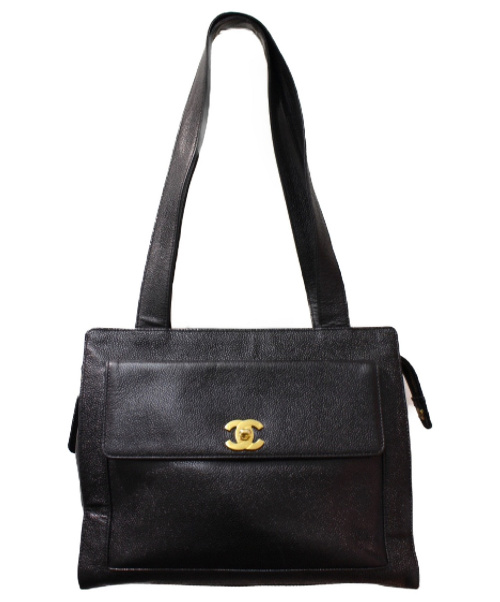 CHANEL（シャネル）CHANEL (シャネル) ターンロックショルダーバッグ ブラック サイズ:- キャビアスキン キャビアスキン 4500711の古着・服飾アイテム