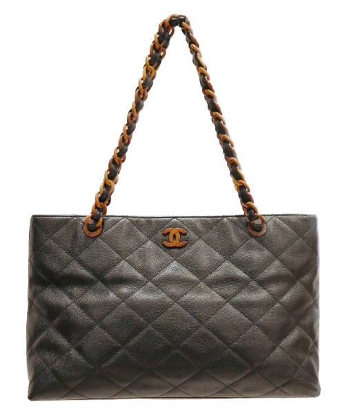 CHANEL（シャネル）CHANEL (シャネル) ウッドチェーントートバッグ ブラックの古着・服飾アイテム
