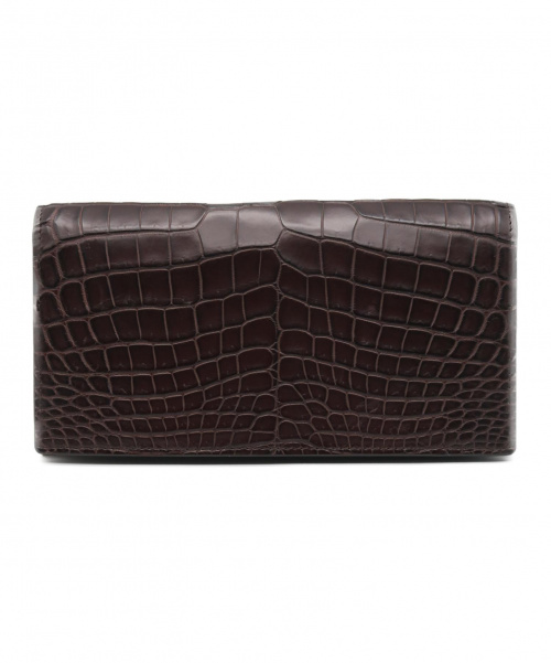 BOTTEGA VENETA（ボッテガベネタ）BOTTEGA VENETA (ボッテガベネタ) コンチネンタルウォレット ブラウン 未使用品 クロコダイルの古着・服飾アイテム