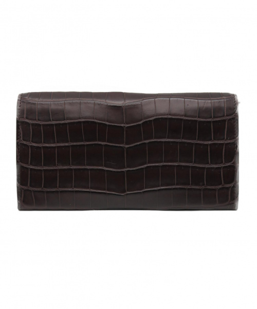 BOTTEGA VENETA（ボッテガベネタ）BOTTEGA VENETA (ボッテガベネタ) コンチネンタルウォレット ブラウン 未使用品 クロコダイルの古着・服飾アイテム
