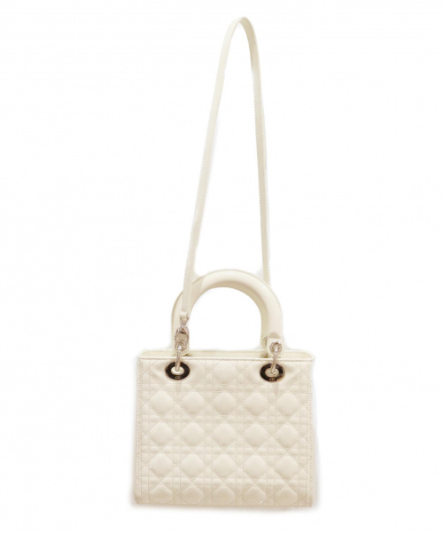 Christian Dior（クリスチャン ディオール）Christian Dior (クリスチャン ディオール) 2WAYエナメルショルダーバッグ/レディディオール ホワイト レディディオール エナメルの古着・服飾アイテム