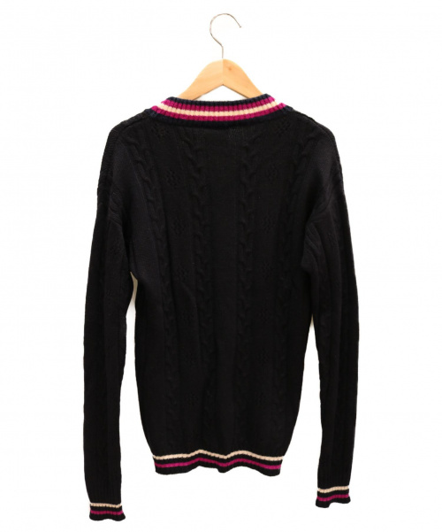 CHANEL（シャネル）CHANEL (シャネル) ワッペン付きカシミヤ混Vネックニット ネイビー サイズ:34 カシミヤ混の古着・服飾アイテム