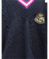 中古・古着 CHANEL (シャネル) ワッペン付きカシミヤ混Vネックニット ネイビー サイズ:34 カシミヤ混：54800円