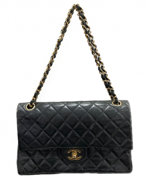 CHANEL（シャネル）CHANEL (シャネル) ダブルチェーンショルダーバッグ ブラック サイズ:25 マトラッセの古着・服飾アイテム