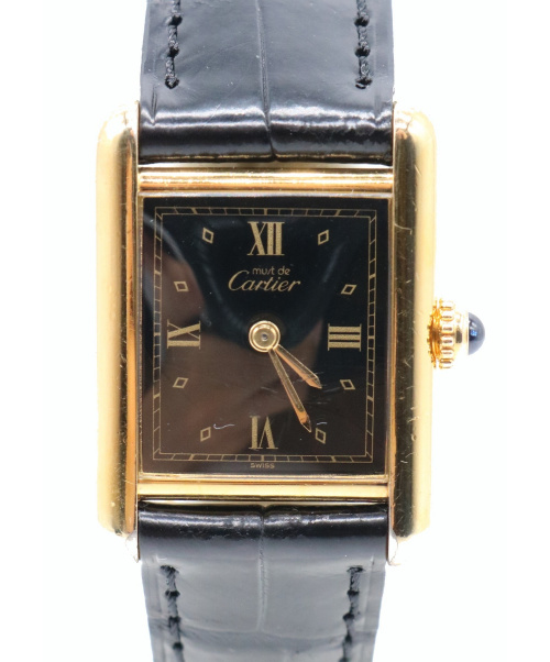 Cartier（カルティエ）Cartier (カルティエ) マストタンクS ブラックローマンゴールドインデックス サイズ:S ヴェルメイユの古着・服飾アイテム