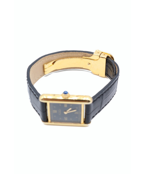 Cartier（カルティエ）Cartier (カルティエ) マストタンクS ブラックローマンゴールドインデックス サイズ:S ヴェルメイユの古着・服飾アイテム