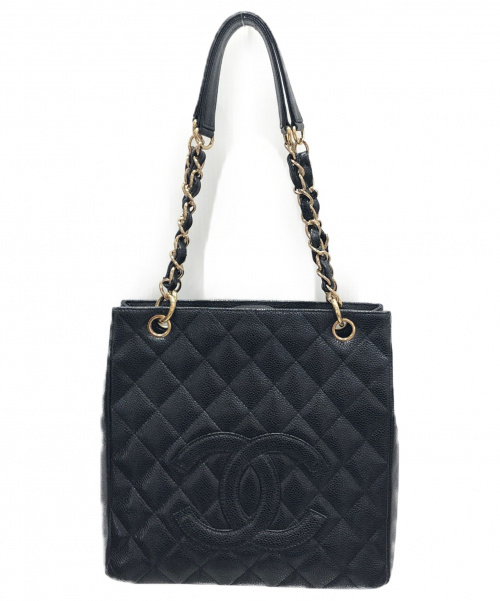 CHANEL（シャネル）CHANEL (シャネル) ココマークチェーントートバッグ ブラック サイズ:- キャビアスキンの古着・服飾アイテム
