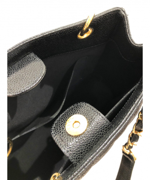 CHANEL（シャネル）CHANEL (シャネル) ココマークチェーントートバッグ ブラック サイズ:- キャビアスキンの古着・服飾アイテム