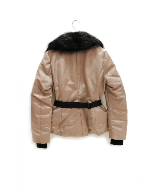 MONCLER（モンクレール）MONCLER (モンクレール) ファーダウンコート ベージュ×ブラック サイズ:XSの古着・服飾アイテム