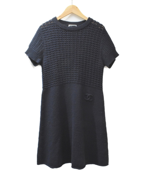 CHANEL（シャネル）CHANEL (シャネル) ココマークニットワンピース ネイビー サイズ:40の古着・服飾アイテム