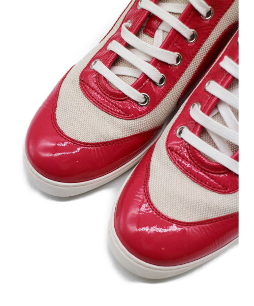 GUCCI（グッチ）GUCCI (グッチ) エナメル切替スニーカー ピンク サイズ:36 363729 エナメル×キャンバスの古着・服飾アイテム