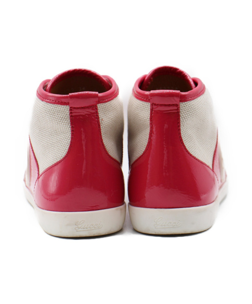 GUCCI（グッチ）GUCCI (グッチ) エナメル切替スニーカー ピンク サイズ:36 363729 エナメル×キャンバスの古着・服飾アイテム