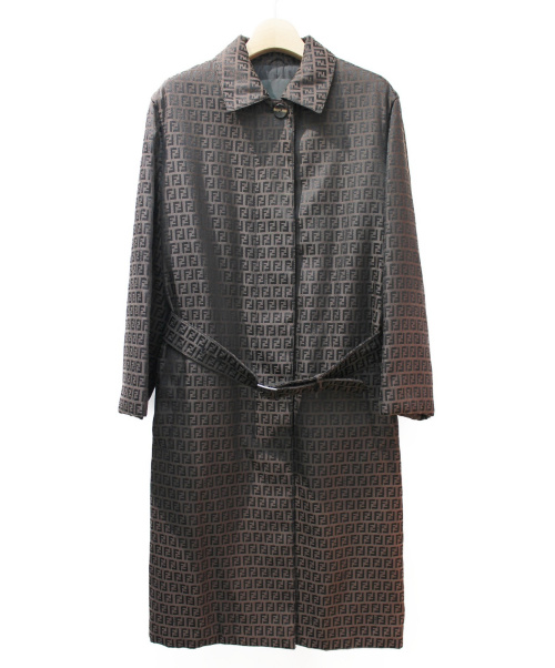 FENDI（フェンディ）FENDI (フェンディ) ズッカ柄/比翼コート ブラウン サイズ:42 ズッキーノ柄の古着・服飾アイテム