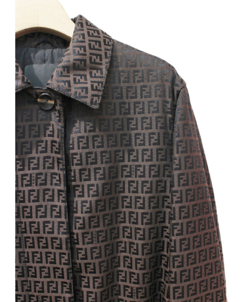 FENDI（フェンディ）FENDI (フェンディ) ズッカ柄/比翼コート ブラウン サイズ:42 ズッキーノ柄の古着・服飾アイテム