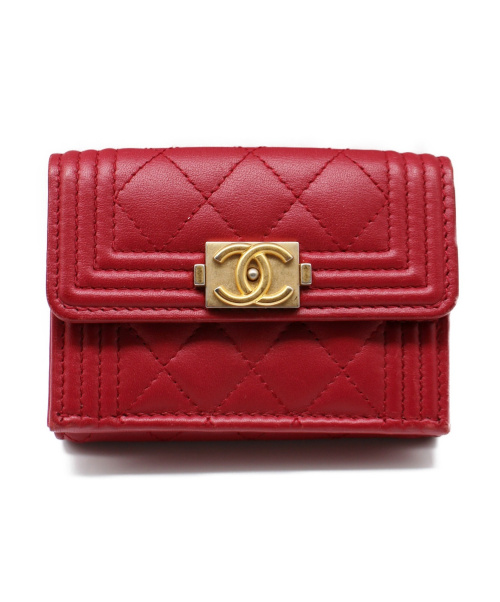 CHANEL（シャネル）CHANEL (シャネル) ボーイシャネル/ミニ財布 レッド ボーイシャネル 84432 レザー 26702408の古着・服飾アイテム