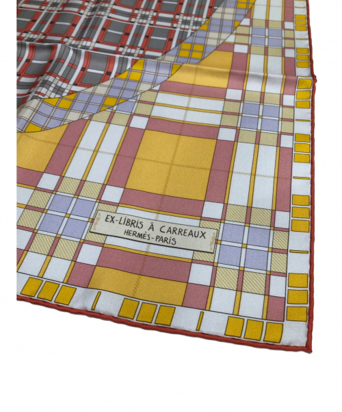HERMES（エルメス）HERMES (エルメス) カレ90 オレンジ×ピンク サイズ:90 ex-libris a carreauxの古着・服飾アイテム