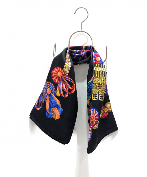 HERMES（エルメス）HERMES (エルメス) カレ90 ブラック サイズ:90 LES RUBANS DU CHEVAL(馬のリボン)の古着・服飾アイテム