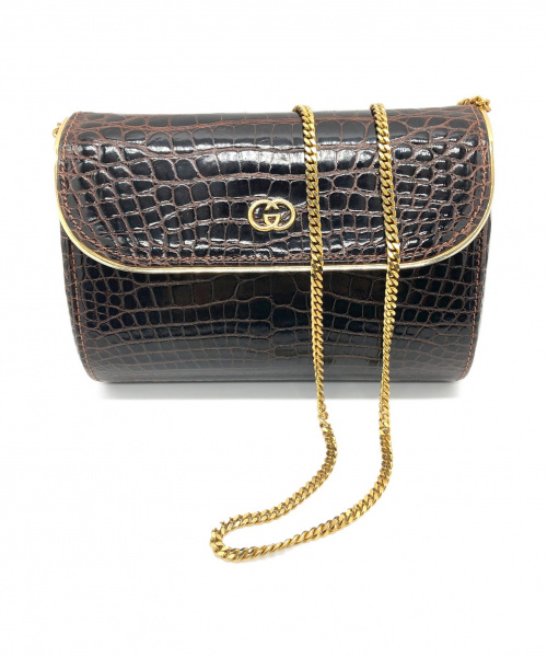 GUCCI（グッチ）GUCCI (グッチ) チェーンショルダーバッグ ブラウンの古着・服飾アイテム