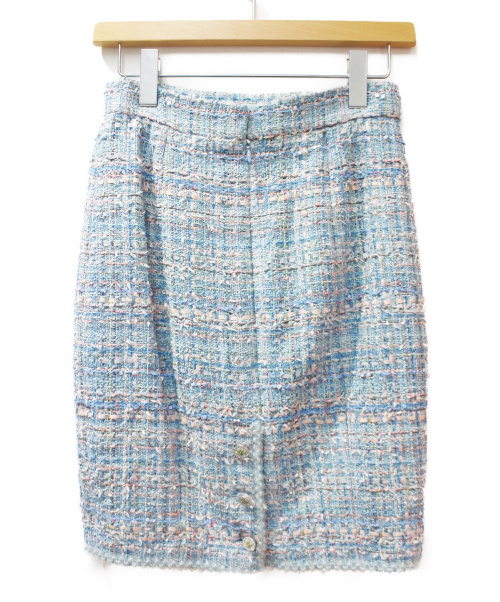 CHANEL（シャネル）CHANEL (シャネル) ツイードスーツ スカイブルー サイズ:36の古着・服飾アイテム