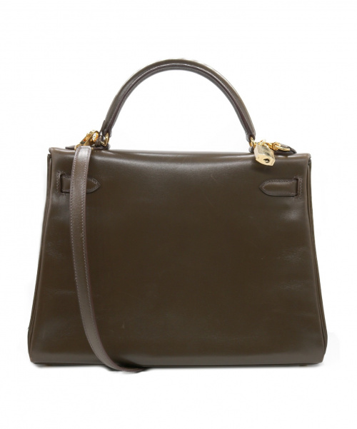 HERMES（エルメス）HERMES (エルメス) ケリーバッグ32 オリーブ ケリー32 内縫い 箱・布袋付 ボックスカーフ □F刻印(2002)の古着・服飾アイテム