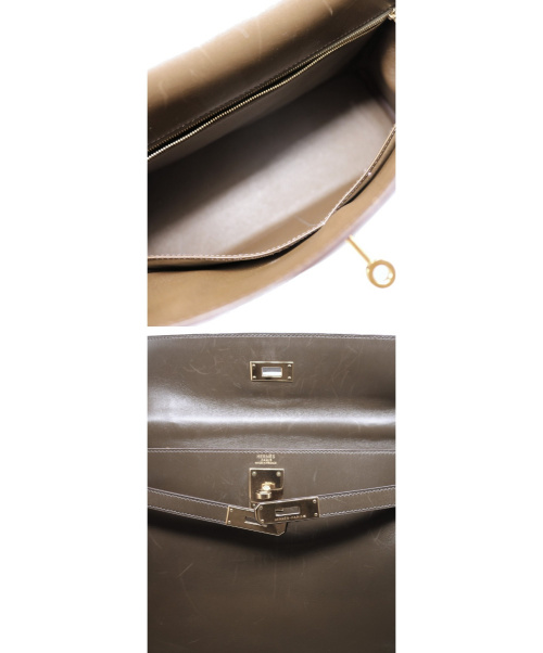 HERMES（エルメス）HERMES (エルメス) ケリーバッグ32 オリーブ ケリー32 内縫い 箱・布袋付 ボックスカーフ □F刻印(2002)の古着・服飾アイテム
