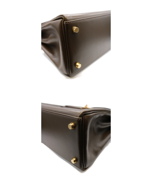 HERMES（エルメス）HERMES (エルメス) ケリーバッグ32 オリーブ ケリー32 内縫い 箱・布袋付 ボックスカーフ □F刻印(2002)の古着・服飾アイテム