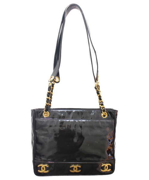 CHANEL（シャネル）CHANEL (シャネル) トリプルCOCOマーク/エナメルトートバッグ ブラック エナメル ■の古着・服飾アイテム
