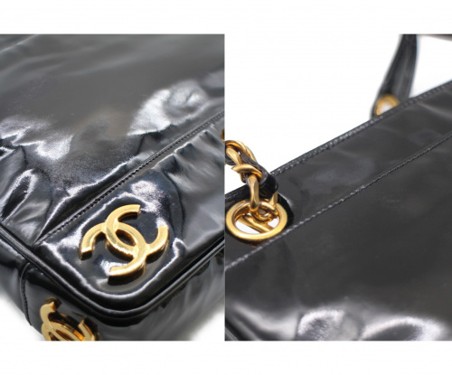 CHANEL（シャネル）CHANEL (シャネル) トリプルCOCOマーク/エナメルトートバッグ ブラック エナメル ■の古着・服飾アイテム