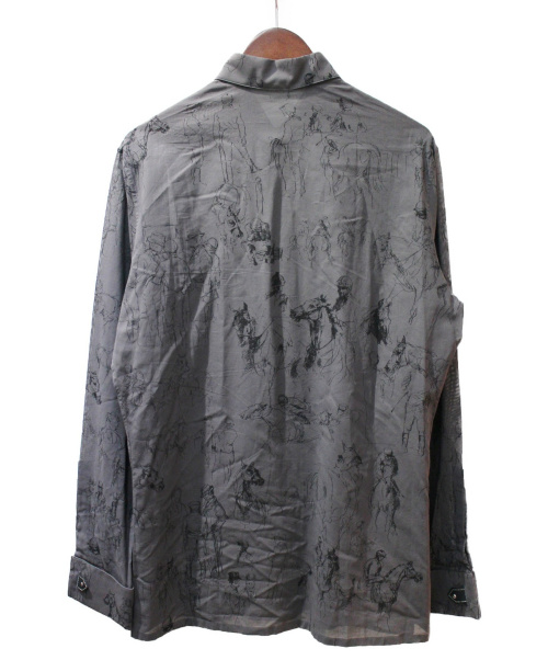 HERMES（エルメス）HERMES (エルメス) 総柄シャツ ブラック サイズ:39 馬柄 コットンの古着・服飾アイテム