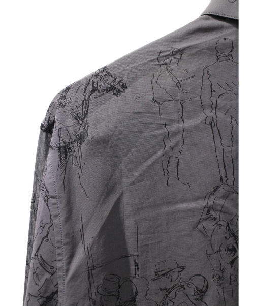 HERMES（エルメス）HERMES (エルメス) 総柄シャツ ブラック サイズ:39 馬柄 コットンの古着・服飾アイテム