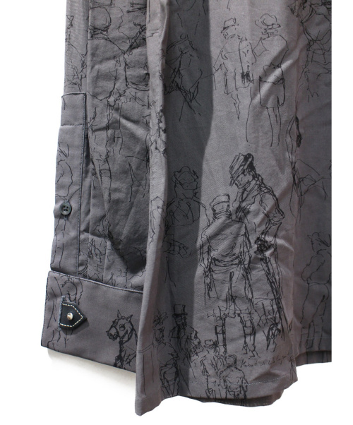 HERMES（エルメス）HERMES (エルメス) 総柄シャツ ブラック サイズ:39 馬柄 コットンの古着・服飾アイテム