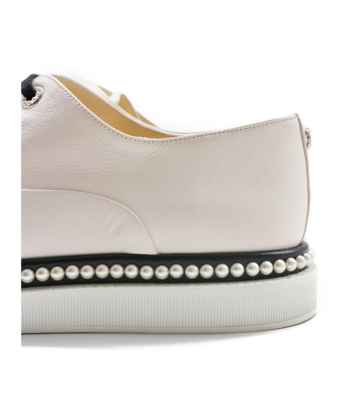 CHANEL（シャネル）CHANEL (シャネル) レースアップシューズ ホワイト×ブラック サイズ:38 1/2D G32357 レザーの古着・服飾アイテム