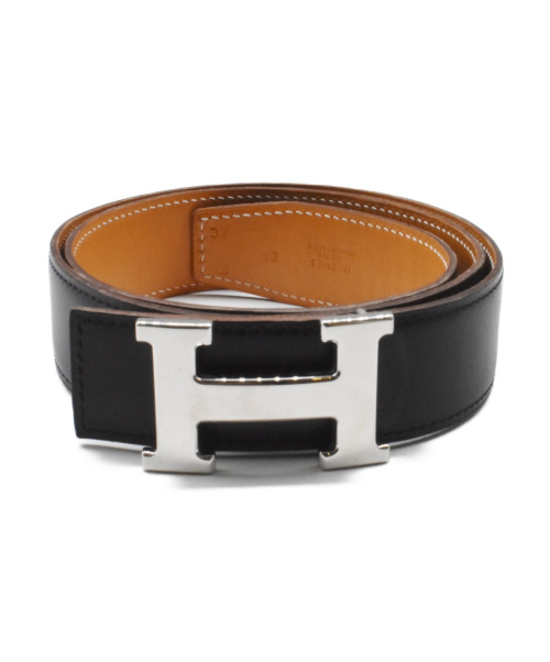 HERMES（エルメス）HERMES (エルメス) コンスタンスベルト ブラック×ベージュ サイズ:85 ボックスカーフの古着・服飾アイテム