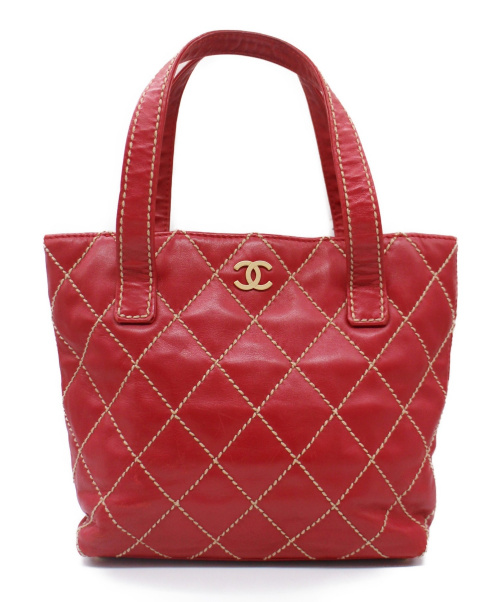 CHANEL（シャネル）CHANEL (シャネル) ハンドバッグ レッド ワイルドステッチ レザー 7880494の古着・服飾アイテム
