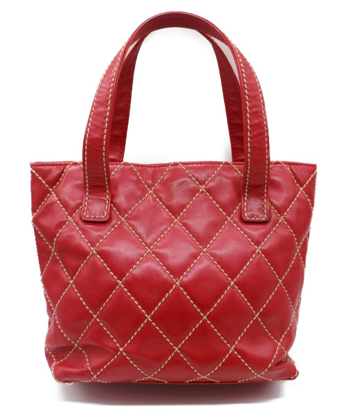 CHANEL（シャネル）CHANEL (シャネル) ハンドバッグ レッド ワイルドステッチ レザー 7880494の古着・服飾アイテム