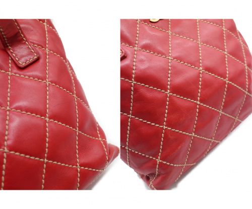 CHANEL（シャネル）CHANEL (シャネル) ハンドバッグ レッド ワイルドステッチ レザー 7880494の古着・服飾アイテム