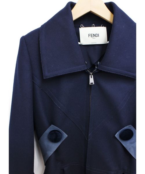 FENDI（フェンディ）FENDI (フェンディ) カシミヤ混コート ネイビー サイズ:38の古着・服飾アイテム